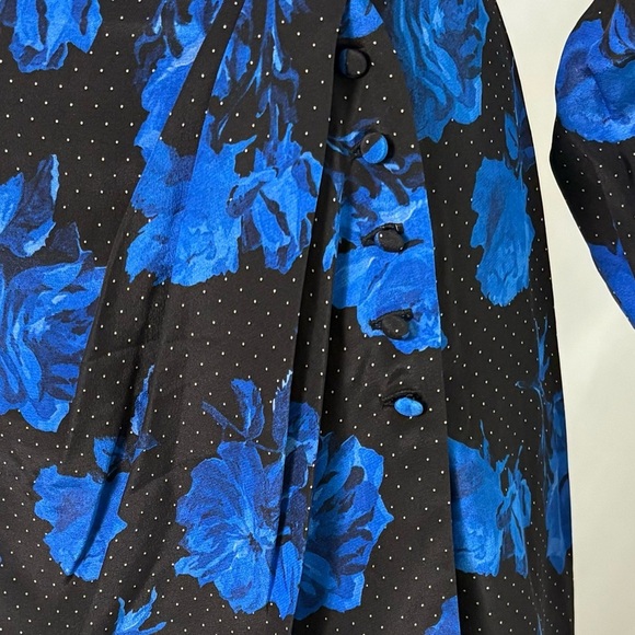 The Kooples Silk Wrap Dress NWT | Size small | Black & Blue Floral - Picture 6 of 14